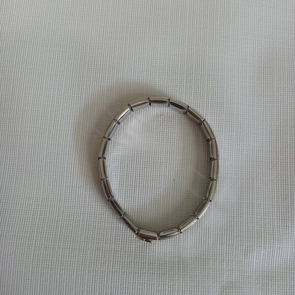 Vintage Silver Toned Composable Stainless Steel Metal Elastic K Charm Bracelet - Picture 9 of 12